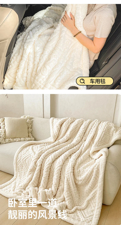 Ultra Soft Double Layer Fleece Blanket for Bed Thickened Cozy Velvet Warmth Blanket Autumn Winter Plush Blankets for Sofa Nap