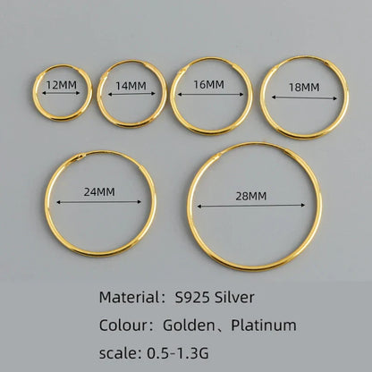 Genuine 925 Sterling Silver Fashion Korean Simple Hoop Earrings for Women Men Charming Chic Party Jewelry Accessories