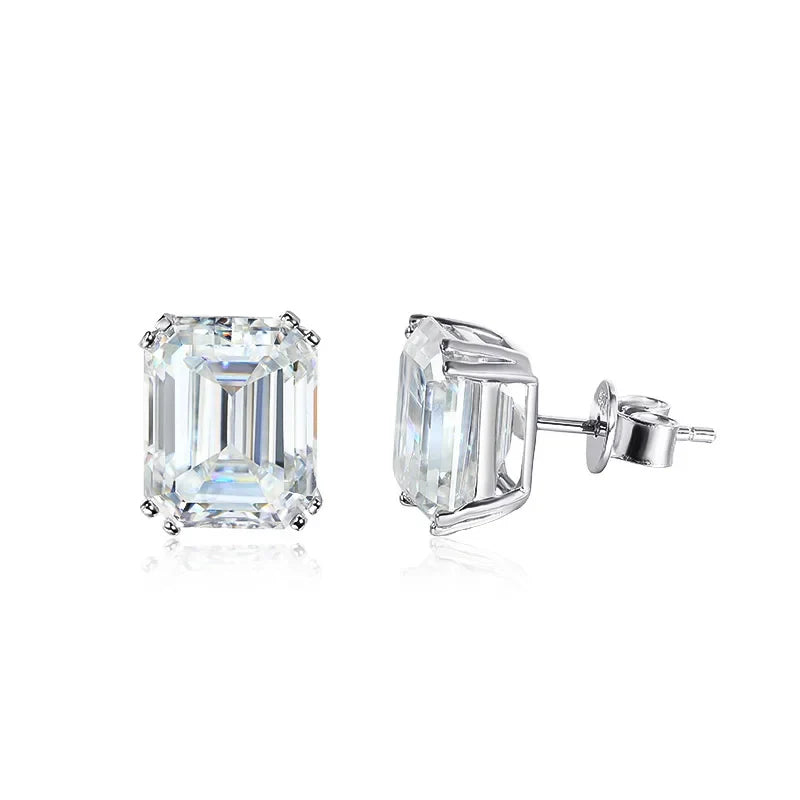 8cttw Emerald Cut D Color Real Moissanite Stud Earrings For Women 100% 925 Sterling Silver Gift Fine Jewelry