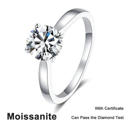 2ct Moissanite Engagement Ring for Women S925 Sterling Silver with Gold Plated Lab Diamond Promise Wedding Band Jewelry