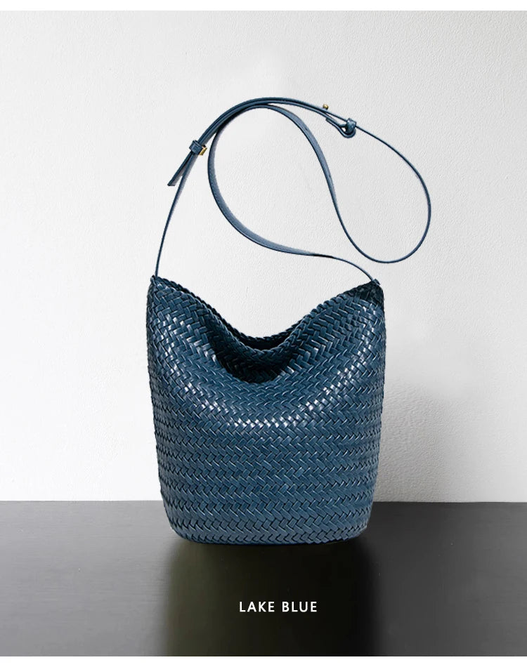 luxury woman handbagNew high end Hand-woven genuine leather women's bag large capacity shoulder tote bag underarm bag bucket bag