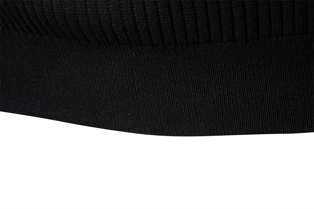 Button Placket Polo Shirt Men Ribbed Stripe Long Sleeve Contemporary Fit Minimalist Autumn Winter Premium Business Top