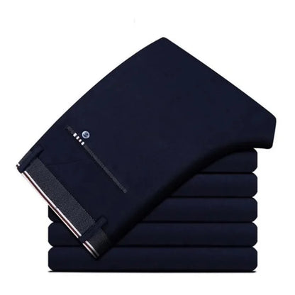 Men's Spring Summer Fashion Business Casual Long Pants Suit Pants Male Elastic Straight Formal Trousers Plus Big Size 28-40