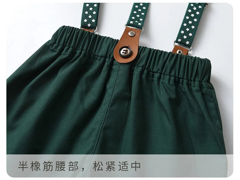 Baby Boys Gentleman 2pcs Summer Outfit Shirt Suspender Pants Set Formal Birthday Wedding Party Toddler Kids Gentleman Clothes