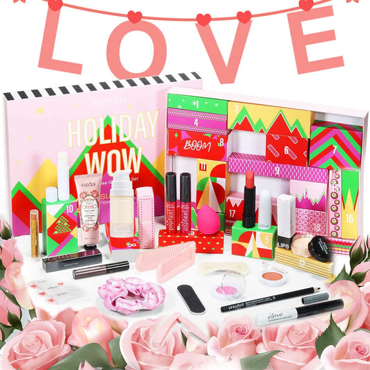 Surprise Gift Box Makeup Set for Girls – 20-Piece Face, Eye, and Lip Cosmetics and Beauty Tools Combination Set.