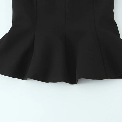 Women Fashion Solid Pleated Backless Side Zipper Tops Vintage Thin Straps Square Collar Female Chic Lady Camis