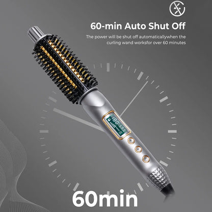 Double PTC Curling Iron Brush Ceramic Ionic Hair Curler Straightener Anti-Scald Volumizing Hair Heated Brush Electric Hot Comb