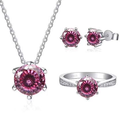 Moissanite Jewelry Set With 1CT D Color VVS 3EX moissanite stone pass diamond test Wedding Luxury Fine Jewelry gift