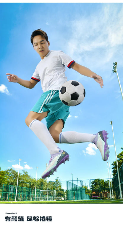 New Men Football Boots Outdoor Sport Boys Long Spikes Training Cleats Soccer Shoes Adult Non Slip Breathable Match Comfortable