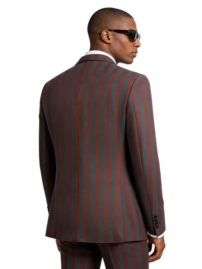 Men's 2-Piece Double Breasted Suit Set - Peak Lapel Striped Tuxedo Jacket & Pants, Formal Business Wedding Prom Attire
