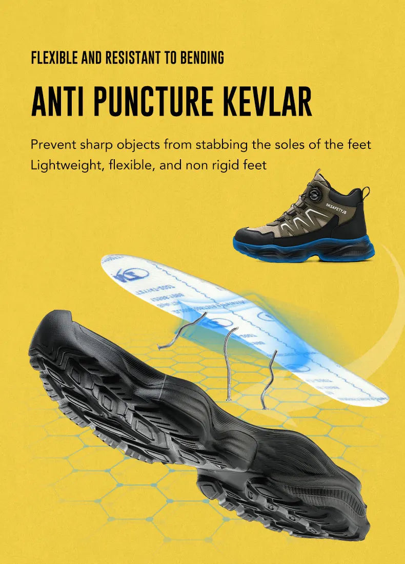 Men's Work Shoes Steel Resistant Anti-Puncture Anti-smash Toe Boots Slip Light Weight Safety Shoes Comfortable Men Shoes 40-46