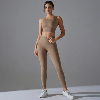 Yoga Set Women's tracksuit Women Fitness Crop Top Shockproof Sports Bras Yoga Gym Running Pants Sportswear Running Fitness Yoga