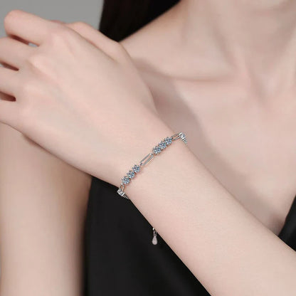 4mm 0.3CT D Color Round  Moissanite Diamond Link Bracelet for Woman Man 925 Silver Adjustable 16cm Chain Bracelets GRA Gift