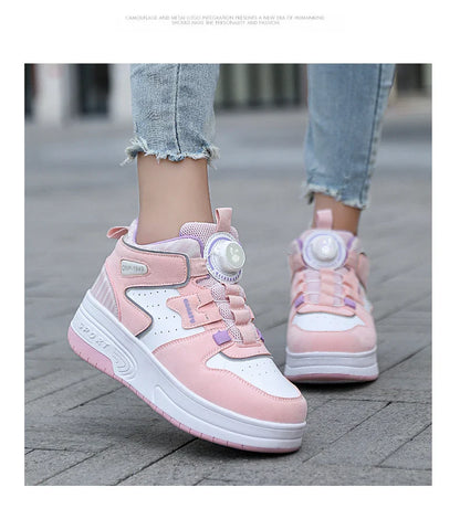 Children Junior Roller Skate Shoes Kids Sneakers with Two Boys Girls Wheels Shoes Running Adult Casual Boys Shoes size 31-42