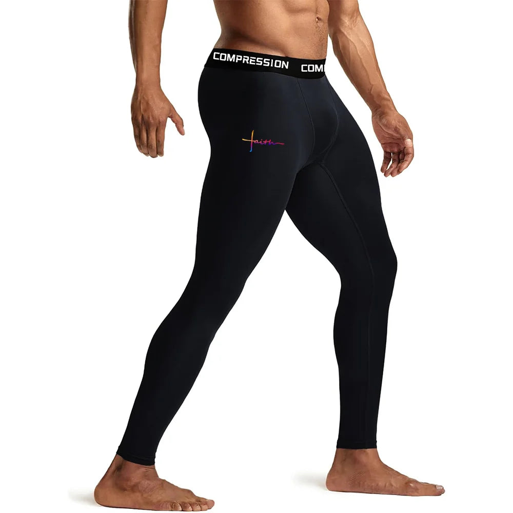 Men's Compression Leggings High Elastic Quick Dry Breathable Sports Base Layer for Gym Running Basketball Workout