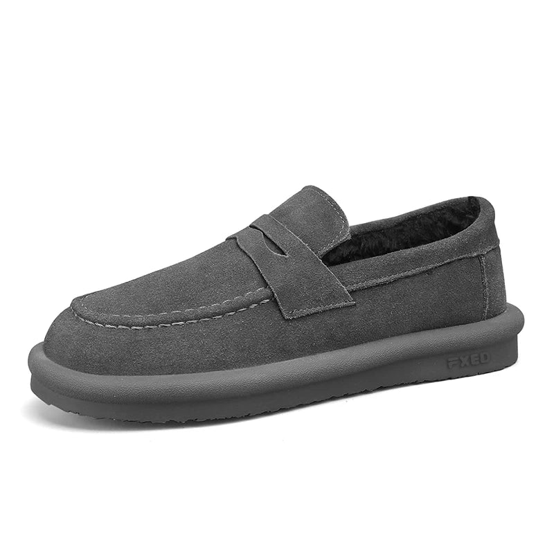 Winter Fashion Plush Men Loafers Outdoor Warm Men's Cotton Shoes Low-Top Casual Man Snow Boots with Fur Slip on Walking Footwear