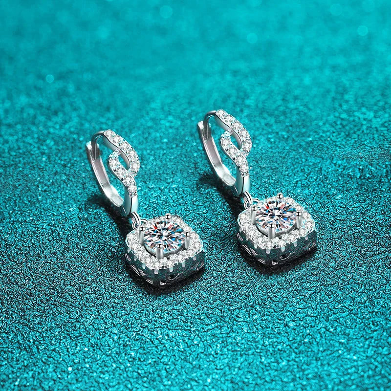 White Gold 1ct D Color Moissanite Drop Earring for Women Create Diamond Wedding Jewelry S925 Sterling Silver Earring