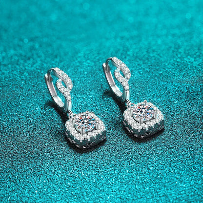 White Gold 1ct D Color Moissanite Drop Earring for Women Create Diamond Wedding Jewelry S925 Sterling Silver Earring