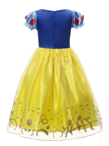 Vestido de Luxo Princesa Branca de Neve com Capa para Meninas Fantasia Infantil Cosplay de Fada Roupa de Carnaval para Crianças Vestido de Halloween