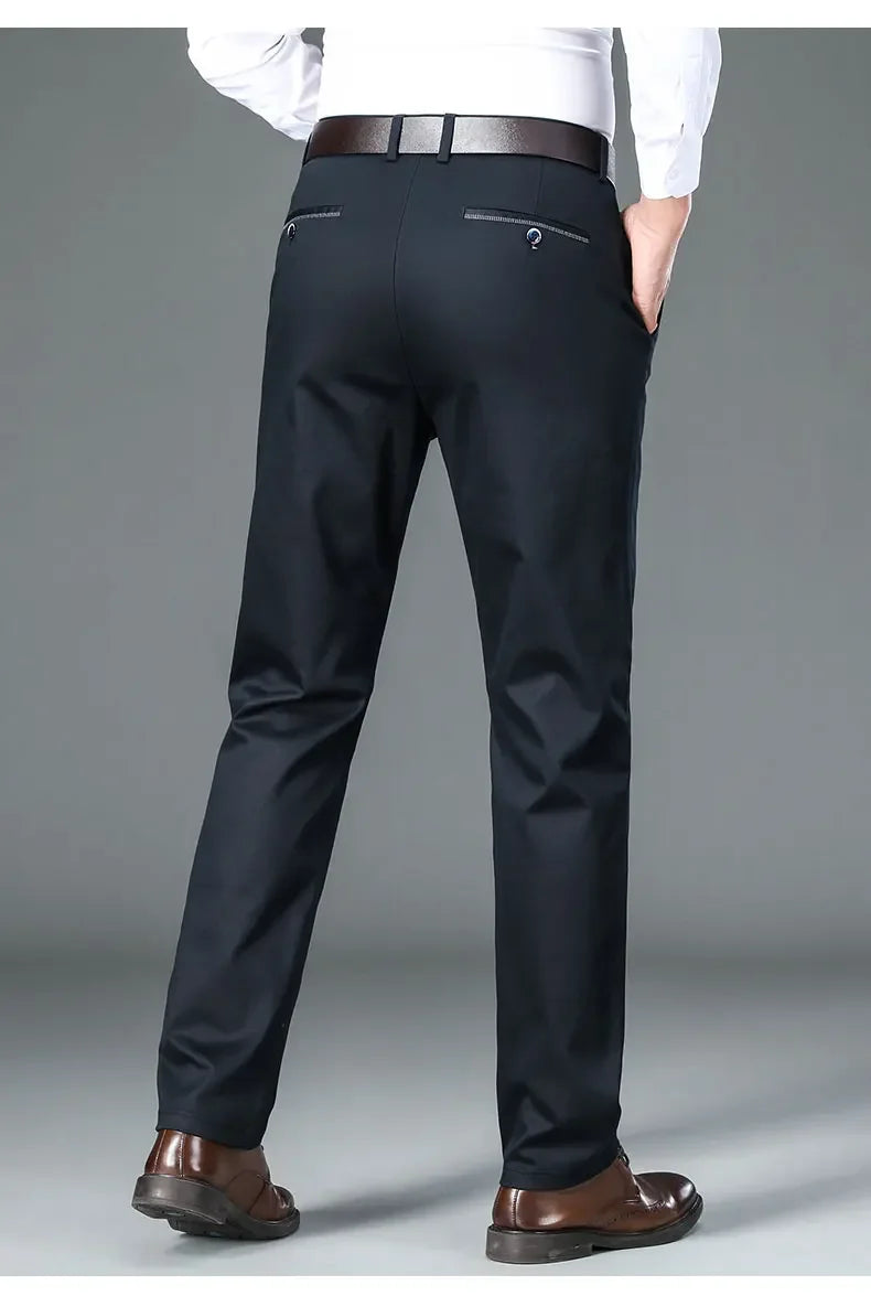 Fiber Men's Casual Pants Anti-wrinkle Comfortable Baggy Straight Business Formal Trousers Male Brand Clothing