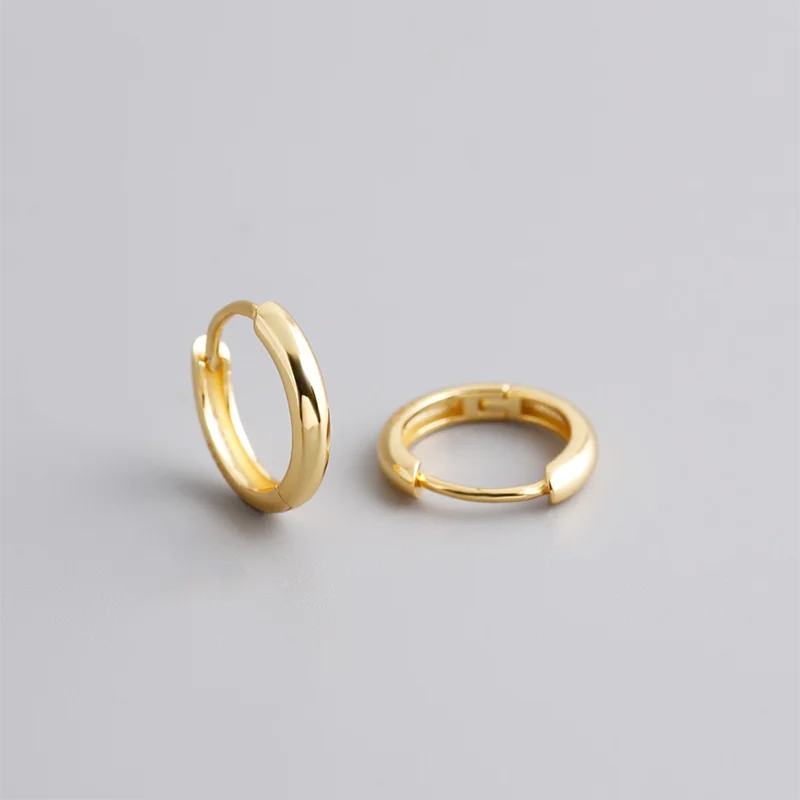 925 Sterling Silver Simple Matte Bohemian Round Ear Buckle for Women Punk Unisex Rock Hoop Earring Jewelry Accessories