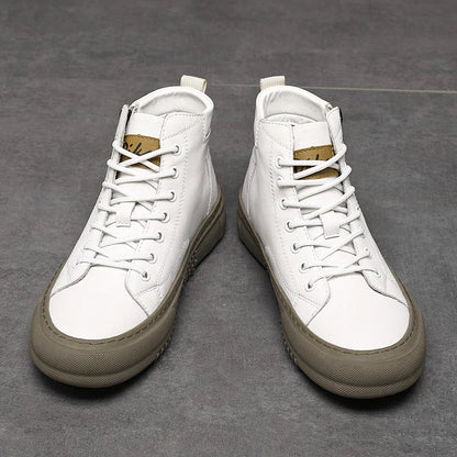 Men's Spring and Autumn Style White Sneakers, New Trendy Versatile High-Top Sneakers, Summer Fashion Casual Men's Shoes, Breathable and Durable Sneakers