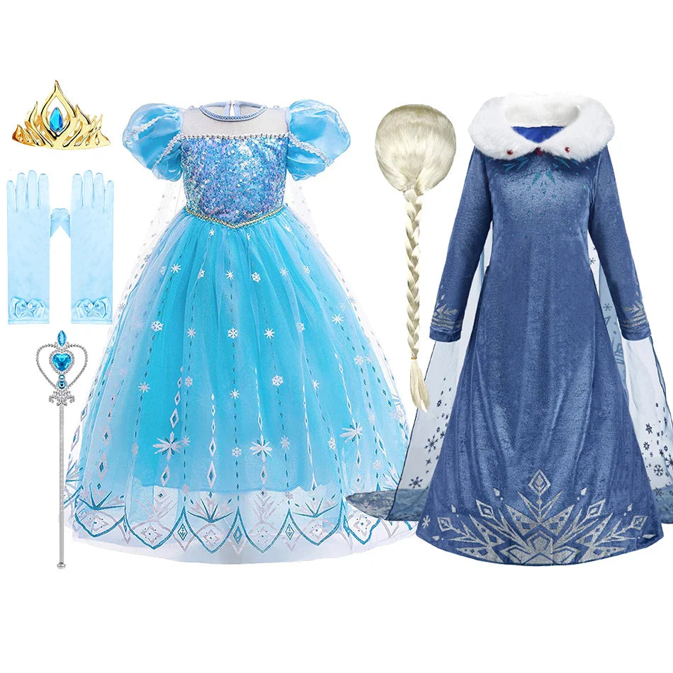 Fantasia Infantil de Rainha da Neve para Crianças, Cosplay da Elsa, Apresentação, Lantejoulas, Disfarce, Vestido Elegante de Princesa para Festa de Meninas, Fantasia de Halloween