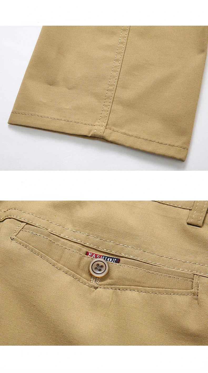 Men's 100% Cotton Autumn Thick Summer Thin Trousers Fashion Cargo Pants Smart Casual Solid Khaki Gray Brand Suit Pant GOZBKF