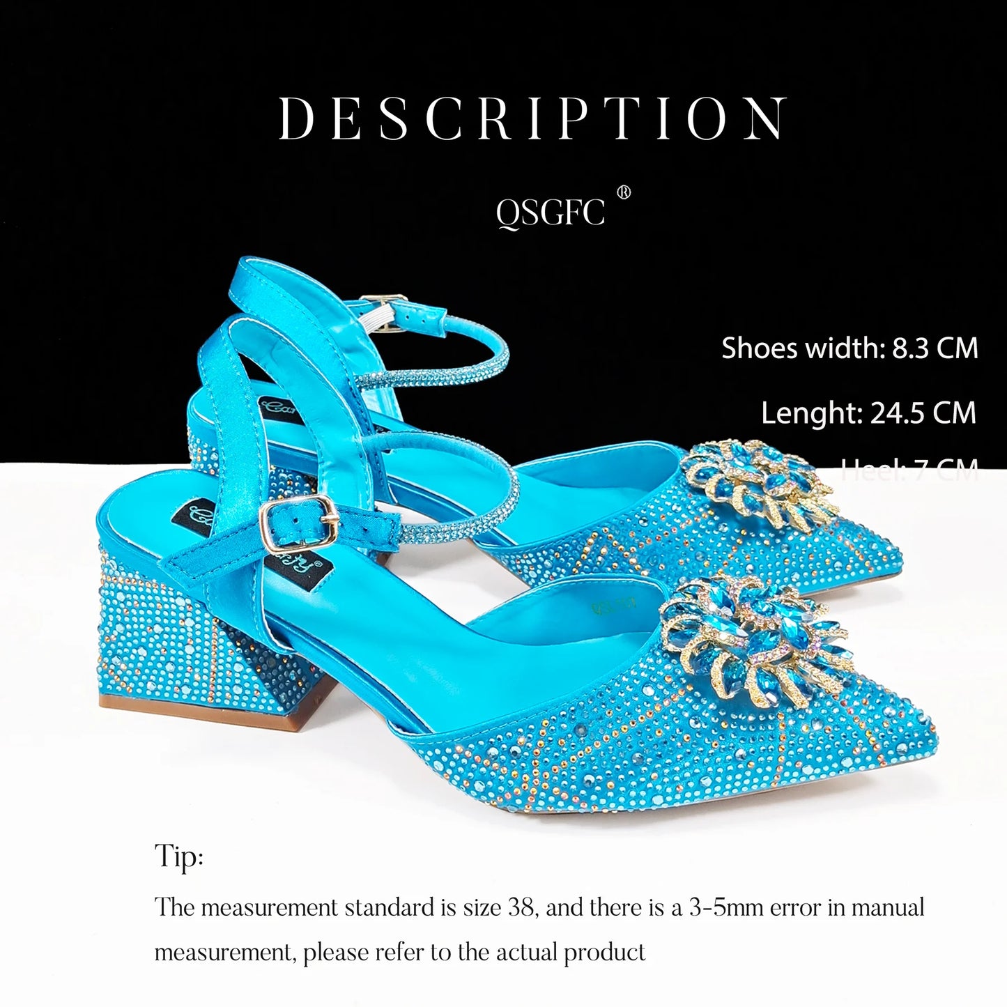 Ladies Elegant Pointed Toe Shoes with shiny Metal Stand Bag Women Party Shoes or Commuting Shoes and Bag Set