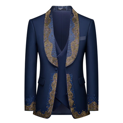 Luxury Wedding Suit For Fashion Men Beaded Slim Fit Groom Tuxedo Gentleman Party Suit 3 Pieces (Jacket+Pants+Vest) 2025