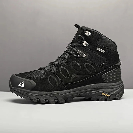 Bota Masculina de Cano Alto para Caminhada Inverno ao Ar Livre Cadarço Antiderrapante Esportivo Casual Trekking Masculino Camurça Quente