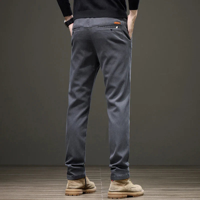 Business Straight Men's Pants Fashion Comfortable Brand Lyocell Soft Trousers Classic Simple Regular Solid Color Slim Pants