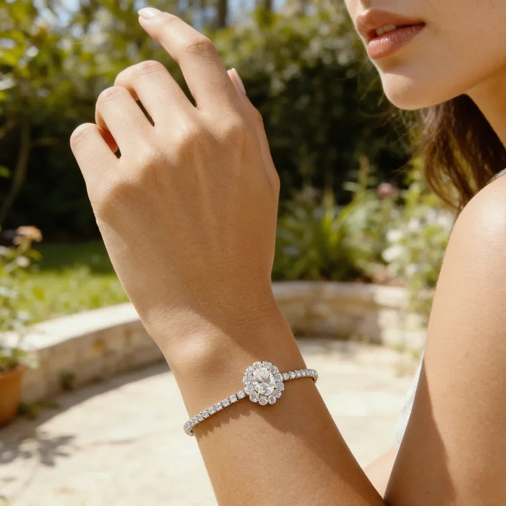2CT 7X9mm Moissanite Tennis Bracelet For Women S925 Sterling Silver Pear Pass Diamond Test Sparkling Fine Jewelry Gift