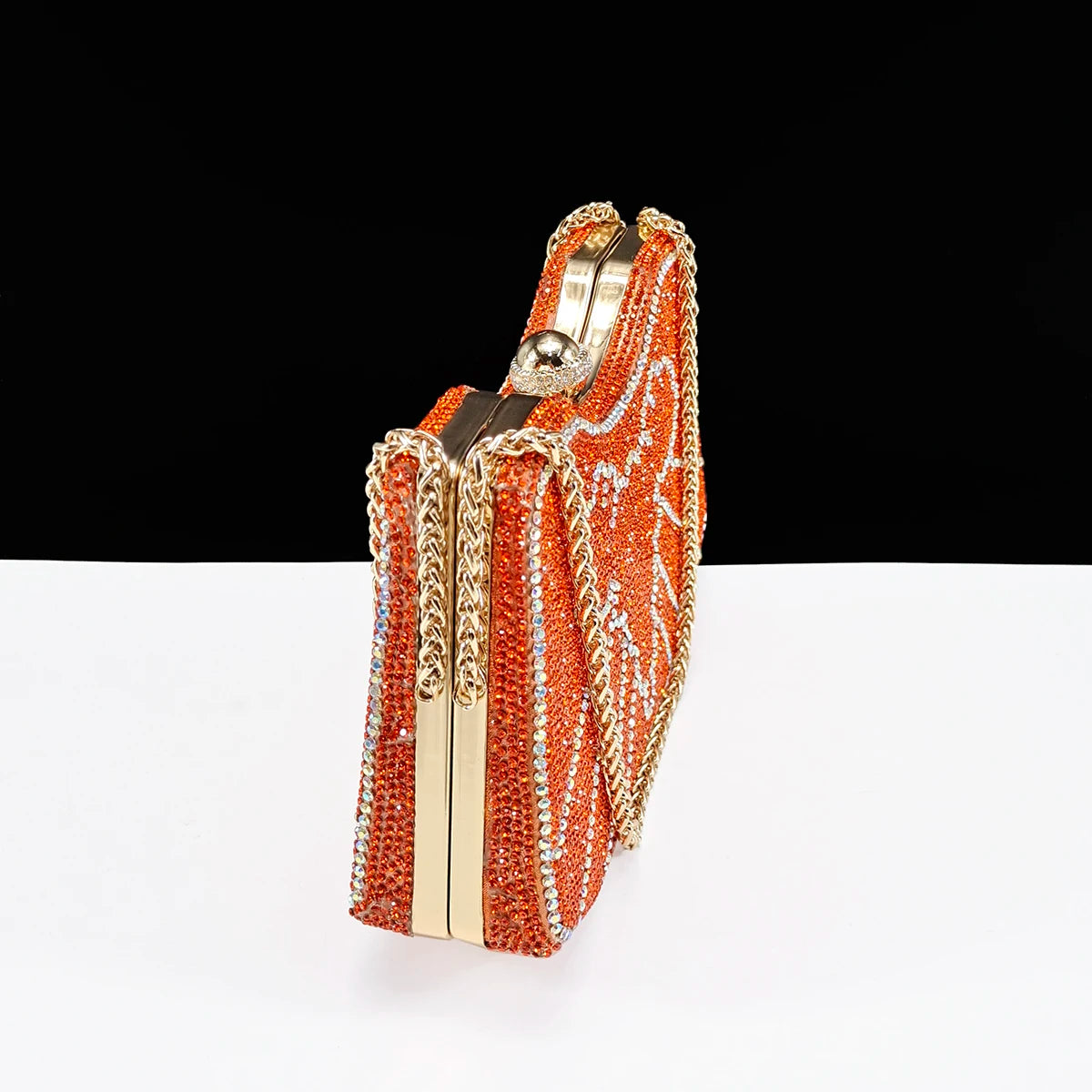 Heel Shoe for Women Hollowed Out Embroidery Rhinestone Italian Design Coffee Color Pointed-Toe Shoes and Bags Set