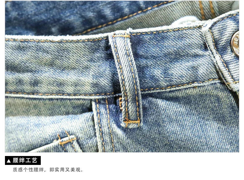 2024 Spring and Autumn New Fashion Blue Patchwork Denim Pants Men's Casual Slim Comfortable Breathable High-Quality Jeans 28-36