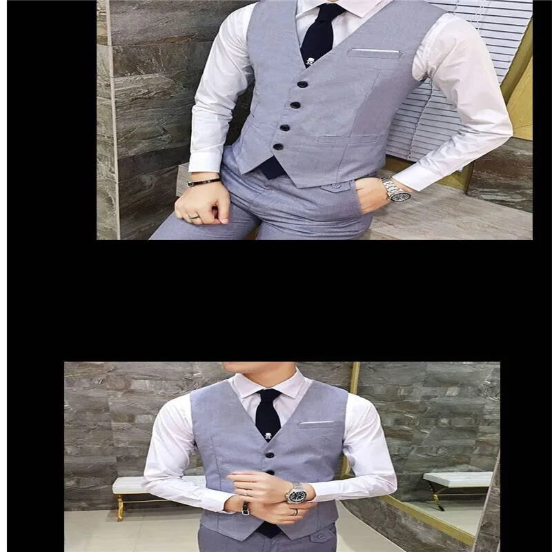 Men's Wedding Suit Three-Piece Set Brother's Match Groomsmen Formal Wear Business Casual Polyester Fiber Flat Collar Slit