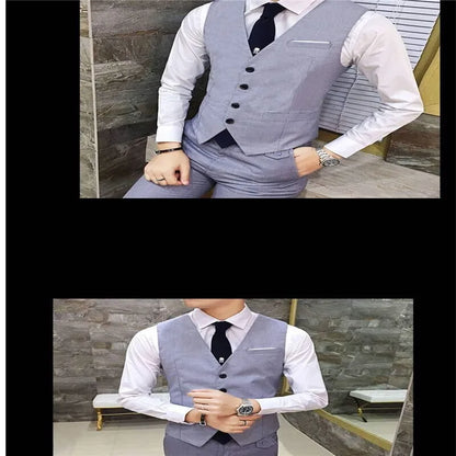 Men's Wedding Suit Three-Piece Set Brother's Match Groomsmen Formal Wear Business Casual Polyester Fiber Flat Collar Slit