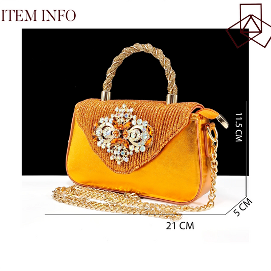 Pointed-Toe Luxury Style Women High Heels Sandal With Bag Set Orange Color for Wedding Party