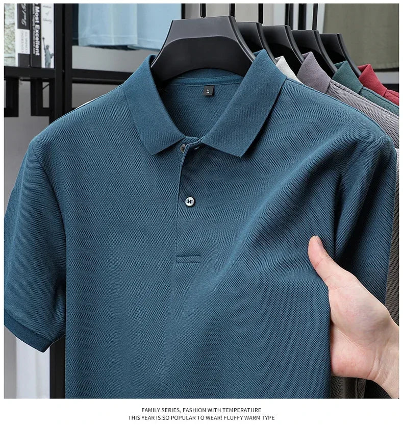 20 Colors Men's 100% Cotton Polo Shirt - Summer Casual Breathable Tee,Ideal for Golf and Sports,Business Casual,Silk-Like Finish