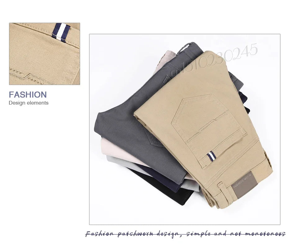 6 Color Men Slim Casual Pants New Classic Business Fashion Comfortable Stretch Cotton Elastic Straigh Trousers Male