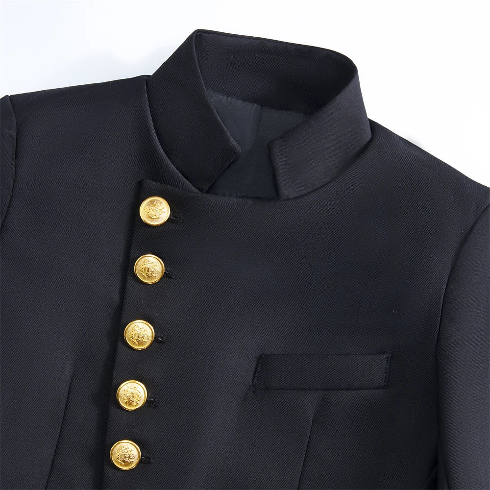 Trendy Kid Tuxedo Set Mandarin Collar Stylish Formal Wear for Wedding Photo Shoot Festive Event Little Gentlemen 2PC Suit Attire