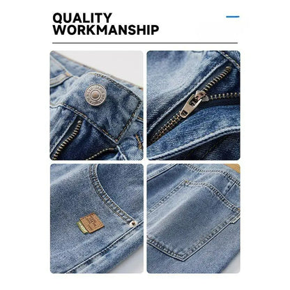 High Streets Spring Summer Men's Jeans American Retro Baggy Wide Leg Denim Pants Loose Solid Cotton Jeans Male Trendy Trousers