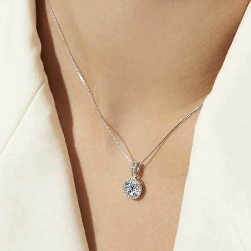 2ct total Moissanite Jewelry Set Sterling Silver 925 Necklace Earrings Fine Jewerly Wedding Set Pass Dismond Tester