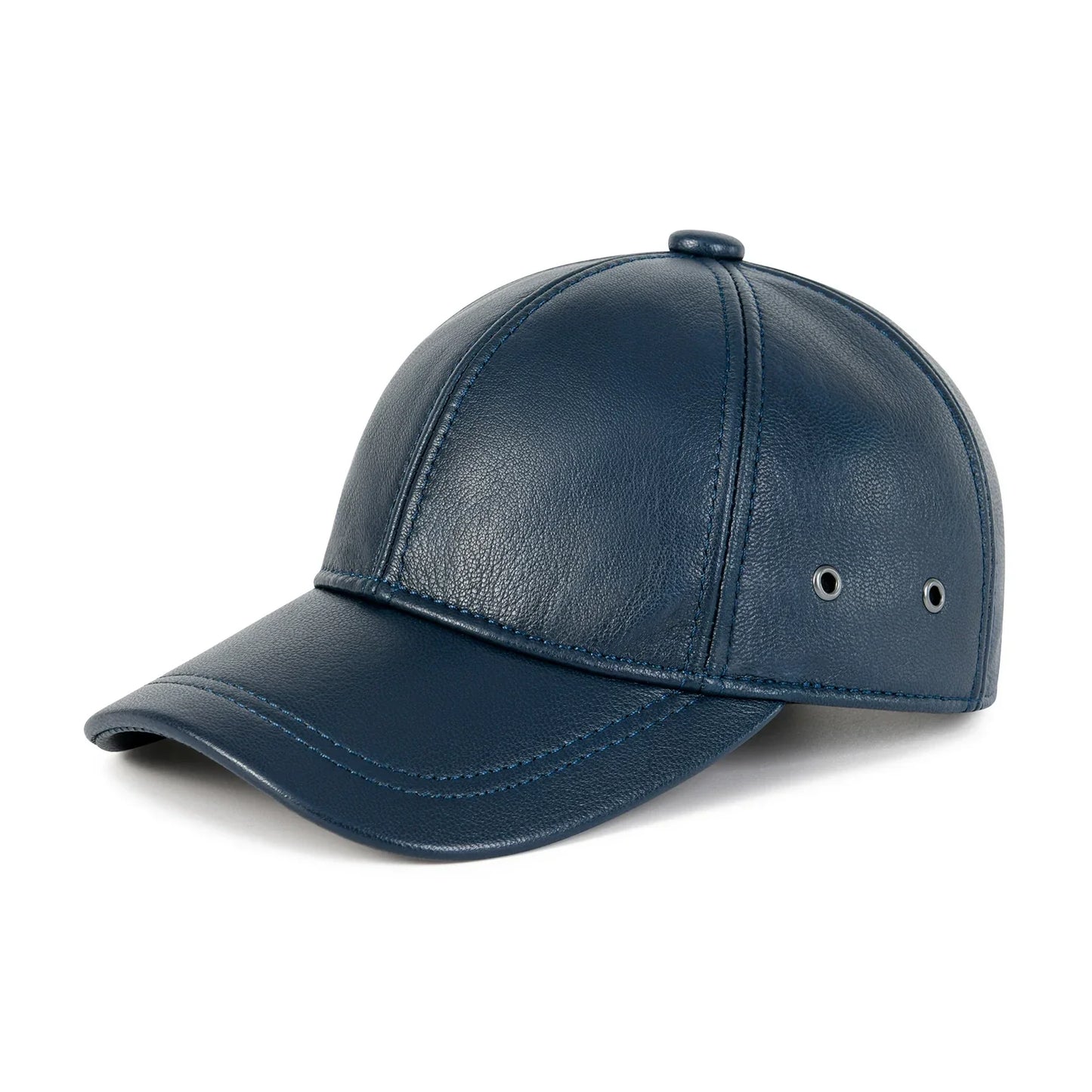Genuine Leather Unisex Baseball Cap 100% Leather Winter Structured Flat Adjustable Back Strap Hat