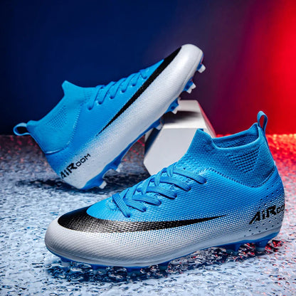 High-Top Leather AG Studded Soccer Cleats, Anti-Slip for Grass Field, Youth & Adult Men Women Training World Cup Style