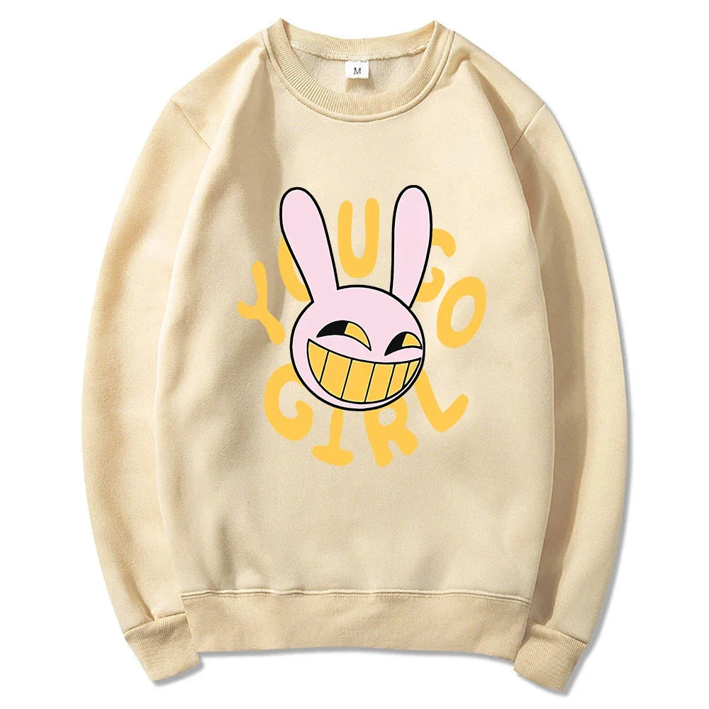 Hoodie Fashion Women Harajuku Funny Cute Rabbit Hoodie Unisex Cartoon Vintage Pullover Sweatshirt