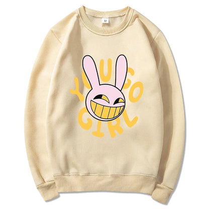 Hoodie Fashion Women Harajuku Funny Cute Rabbit Hoodie Unisex Cartoon Vintage Pullover Sweatshirt