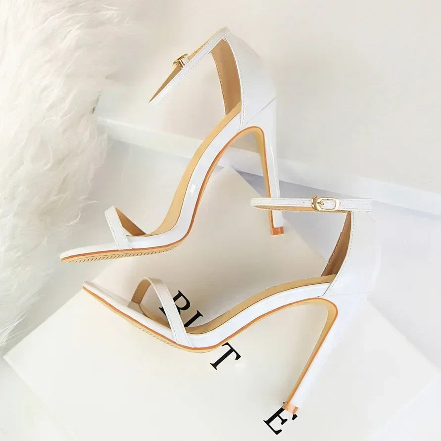 Women Gladiator Stiletto Classic Ankle Strap Holiday Beach Sandals Lady Fashion Suede 8cm 11cm High Heels Sexy Red Brown Sandles