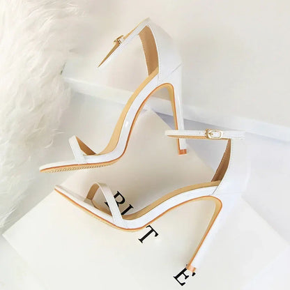 Women Gladiator Stiletto Classic Ankle Strap Holiday Beach Sandals Lady Fashion Suede 8cm 11cm High Heels Sexy Red Brown Sandles