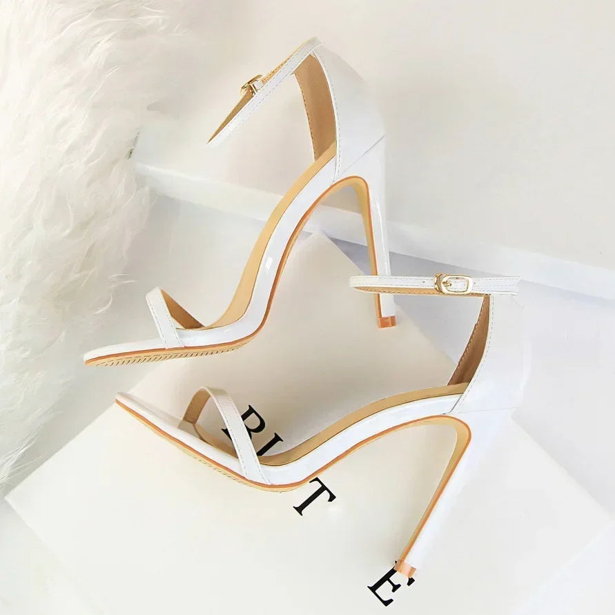 Women Gladiator Stiletto Classic Ankle Strap Holiday Beach Sandals Lady Fashion Suede 8cm 11cm High Heels Sexy Red Brown Sandles